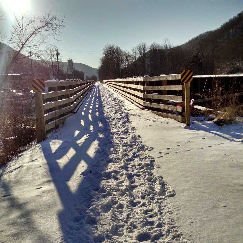 Rails to Trails: footprints in snow